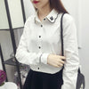 2023 Autumn Kawaii Body Tops Embroidery Cat Blouse White Shirt Preppy Korean Women Blusas Female Shirts  T78859A