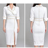 2022 Autumn Korean Sexy Elegant Women Suit Dress Office Tailored collar Three quarter sleeve  Slim Waist Female Split Dress