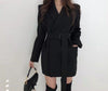 2022 Autumn Korean Vintage Women Blazers Coats Women Long Sleeve Notched Collar Belted Jacket Tops Elegant Ladies Blazer