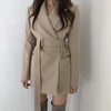2022 Autumn Korean Vintage Women Blazers Coats Women Long Sleeve Notched Collar Belted Jacket Tops Elegant Ladies Blazer