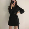 2022 Autumn Korean OL Women Blazer Jacket With Belt Suit Coats Ladies Solid Color Overcoats Female England Style Outwear