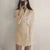 2022 Autumn Korean OL Women Blazer Jacket With Belt Suit Coats Ladies Solid Color Overcoats Female England Style Outwear