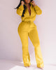 2023 Autumn Spring Women Solid Plain Zipper Design Coat & Drawstring Pants Set Chic Suit Sets Female