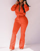 2023 Autumn Spring Women Solid Plain Zipper Design Coat & Drawstring Pants Set Chic Suit Sets Female
