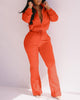 2023 Autumn Spring Women Solid Plain Zipper Design Coat & Drawstring Pants Set Chic Suit Sets Female