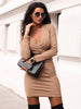 2022 Autumn Trend Women's Long Sleeve V-neck Party Sweater Short Mini Dress Jumper Mini Dress Winter V-neck Party Dresses