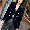 2023 Autumn Velvet Blazer OL Formal Small Suit jacket Women Slim Long Sleeve ladies Blazers feminino Women Gold Button*