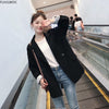 2022 Autumn Winter Blazer Coats Cute Preppy Style Girls Outerwear Casual Patchwork Pockets Black Women Blazers
