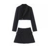 2022 Autumn Women 2pcs top skirt suit Short Solid color jacket Short skirt suits Lapel single breasted Long sleeve short jacket