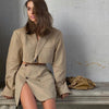 2022 Autumn Women 2pcs top skirt suit Short Solid color jacket Short skirt suits Lapel single breasted Long sleeve short jacket
