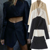 2022 Autumn Women 2pcs top skirt suit Short Solid color jacket Short skirt suits Lapel single breasted Long sleeve short jacket