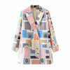 2023 Autumn Women Plaid Blazer Jacket Double Breasted Lapel Print Suit Jacket Streetwear Loose Womens Chic Blazers Coat