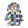 2023 Autumn Women Plaid Blazer Jacket Double Breasted Lapel Print Suit Jacket Streetwear Loose Womens Chic Blazers Coat
