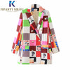 2023 Autumn Women Plaid Blazer Jacket Double Breasted Lapel Print Suit Jacket Streetwear Loose Womens Chic Blazers Coat