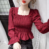 2023 Autumn Women Red Blouses Shirts Tops