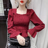 2023 Autumn Women Red Blouses Shirts Tops