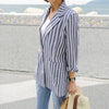 2023 Autumn Women Stripped Notched Coat  Jacket Ladies Casual Blazers One Button Vintage Cotton and Linen Pockets Tops