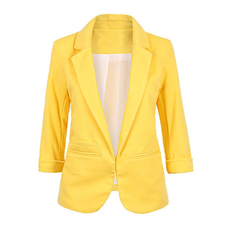 2022 Autumn Women Yellow White Red Casual Slim Blazers Ladies Jacket Coat Blazers Female 3/4 Sleeve Business Suits