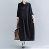 2022 Autumn and Winter  Artistic Retro Half-High Collar Long Sleeves Dress Loose Casual Patchwork Long Lantern Dress Women