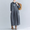 2022 Autumn and Winter  Artistic Retro Half-High Collar Long Sleeves Dress Loose Casual Patchwork Long Lantern Dress Women