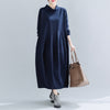 2022 Autumn and Winter  Artistic Retro Half-High Collar Long Sleeves Dress Loose Casual Patchwork Long Lantern Dress Women