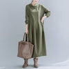 2022 Autumn and Winter  Artistic Retro Half-High Collar Long Sleeves Dress Loose Casual Patchwork Long Lantern Dress Women