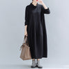2022 Autumn and Winter  Artistic Retro Half-High Collar Long Sleeves Dress Loose Casual Patchwork Long Lantern Dress Women