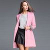 2023 Autumn and Winter Woolen Coat Women's Long Suit Collar Single Button Solid Color Suit Jacket Blazer Women