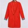 2023 Autumn and Winter Woolen Coat Women's Long Suit Collar Single Button Solid Color Suit Jacket Blazer Women