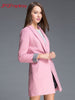 2023 Autumn and Winter Woolen Coat Women's Long Suit Collar Single Button Solid Color Suit Jacket Blazer Women