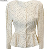 2023 Fall Autumn Design Chic Tops Korea Japan Style Slim Waist Bow Ribbon Lace-Up Peplum Blouse Single Breasted Dot Shirts
