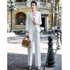 2022 Career Womens Two-piece Sets Business Office Lady Suits Blazer + Elegant Skirt Wide Pants Blouse Formal Clothes