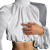 2023 Lantern Sleeve Blouse Shirt Solid Elegant Casual High Collar Blusas Tops OL Office Lady Shirt Plus Size XZ727