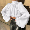 2023 Lantern Sleeve Blouse Shirt Solid Elegant Casual High Collar Blusas Tops OL Office Lady Shirt Plus Size XZ727