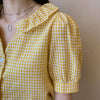 2023 Women Plaid Shirt Chic Checked Blouse Short Sleeve Female Casual Button Shirts Loose Tops