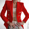 2023 Female Blazers Suit Jacket Elegant Chic Double Breasted Women Blazer Female Ladies Long Sleeve Red Black White Button