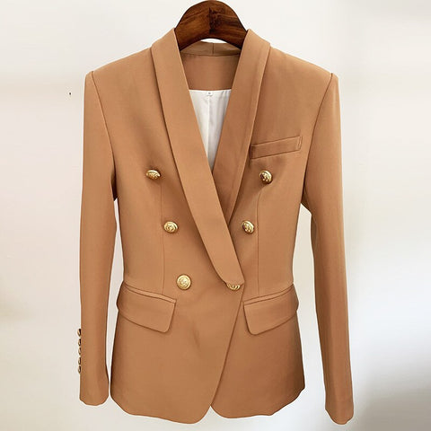 2023 High End Blazer Women's Suit Jacket Classic Lion Head Metal Buckle Double-breasted Green Fruit Collar Suit AS1999