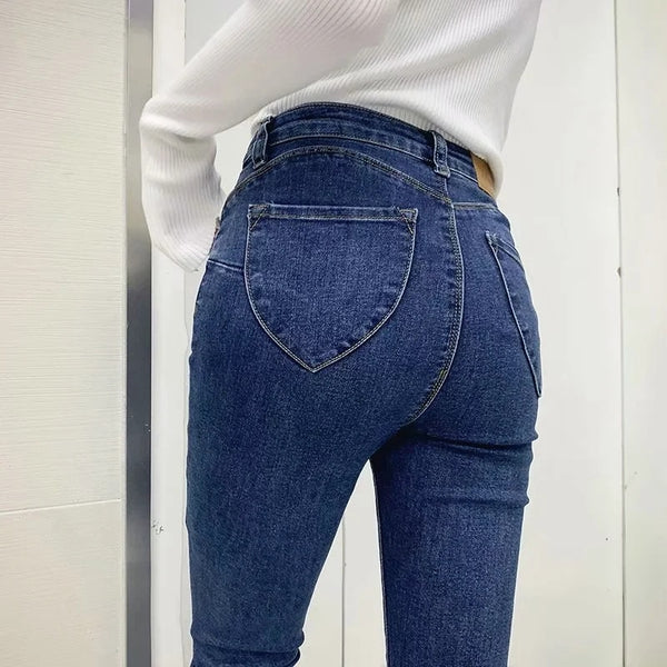 2022 High waist jeans Korean female grey legging washed denim pencil pants black women thin skinny jeans