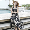 2022 Holiday Beach long skirt beach skirt Chiffon flounce open back dress print Halter Dress