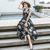 2022 Holiday Beach long skirt beach skirt Chiffon flounce open back dress print Halter Dress