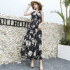 2022 Holiday Beach long skirt beach skirt Chiffon flounce open back dress print Halter Dress