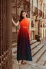2023 Ins Internet Celebrity Famous Dress Color Gradient Belted Ruched Summer Sweet Maxi Dress