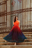 2023 Ins Internet Celebrity Famous Dress Color Gradient Belted Ruched Summer Sweet Maxi Dress