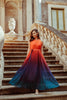 2023 Ins Internet Celebrity Famous Dress Color Gradient Belted Ruched Summer Sweet Maxi Dress