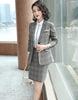 2022 Autumn Winter Grid Single-breasted Office Ladies Women  Suits Dress Blazer Skirts 2 Pieces Sets Plus Size S-4XL Clothes