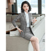 2022 Autumn Winter Grid Single-breasted Office Ladies Women  Suits Dress Blazer Skirts 2 Pieces Sets Plus Size S-4XL Clothes