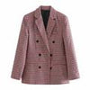2023 Autumn Winter Women Blazer Plaid Check Long Sleeves 2 Colors Coat Casual Chic Blazer femme veste