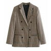 2023 Autumn Winter Women Blazer Plaid Check Long Sleeves 2 Colors Coat Casual Chic Blazer femme veste