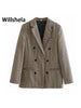 2023 Autumn Winter Women Blazer Plaid Check Long Sleeves 2 Colors Coat Casual Chic Blazer femme veste