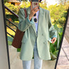 2022 Autumn Women Solid Suit Top Women's Loose Casual Blazers Jacket Female Sweet Green Coat Korean Clothing
